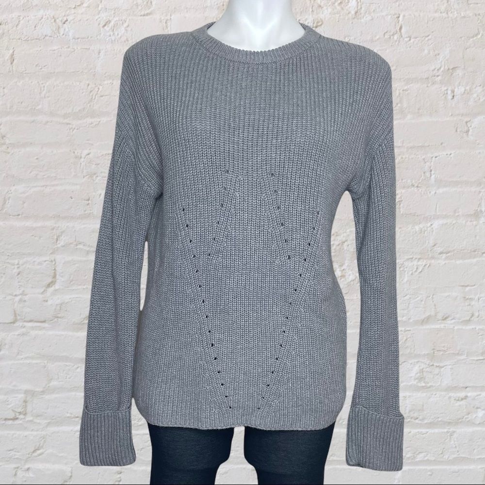 Magaschoni gray cuffed crew neck sweater small - Picture 4 of 7